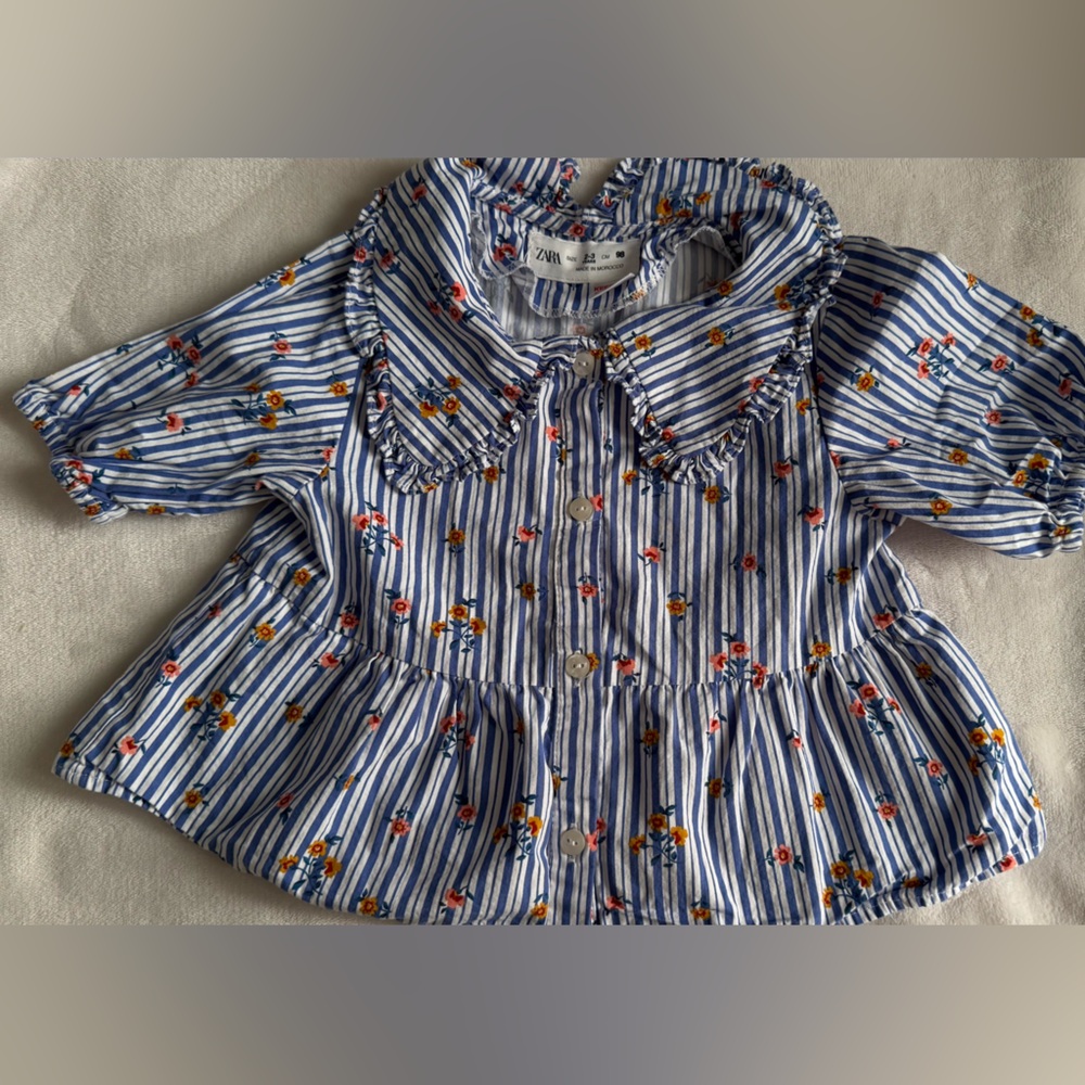 Zara Kids Floral Striped Blouse 2-3 size